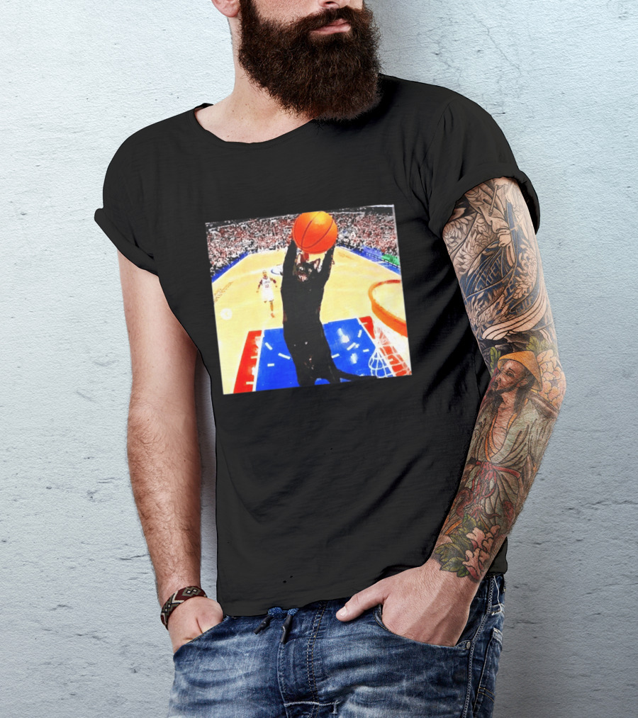 Philadelphia 76ers Black Cat Slam Dunk Basketball Meme T-Shirt