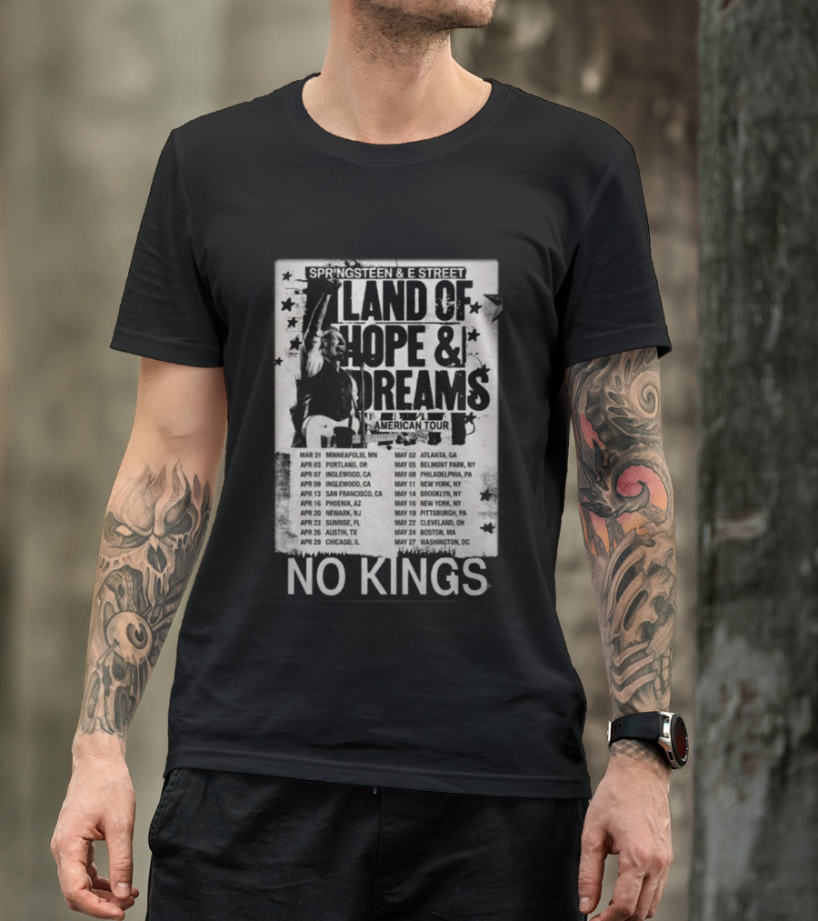 Springsteen E Street Band Land Of Hope & Dreams American Tour No Kings T-Shirt