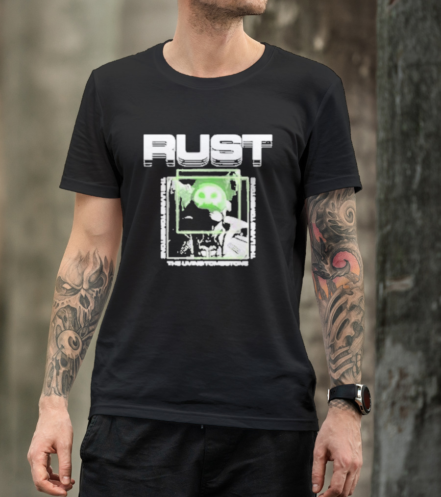 The Living Tombstone Rust Green Skull Gaming T-Shirt