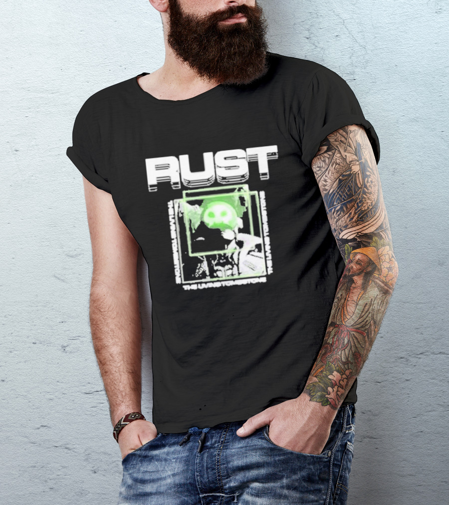 The Living Tombstone Rust Green Skull Gaming T-Shirt