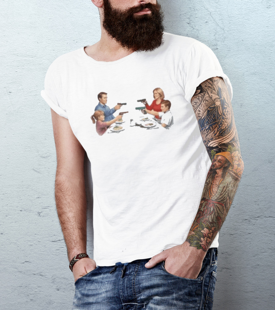 Bloody Sunday Last Supper Family At Dinner Table With Guns T-Shirt