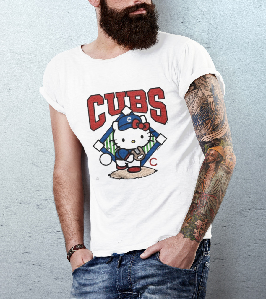 Hello Kitty Cubs Baseball Collaboration With Chicago Cubs Pitcher T-Shirt