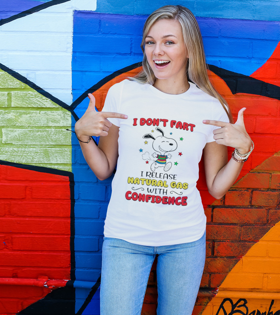 Playful Dog Cartoon I Don't Fart I Release Natural Gas With Confidence T-Shirt