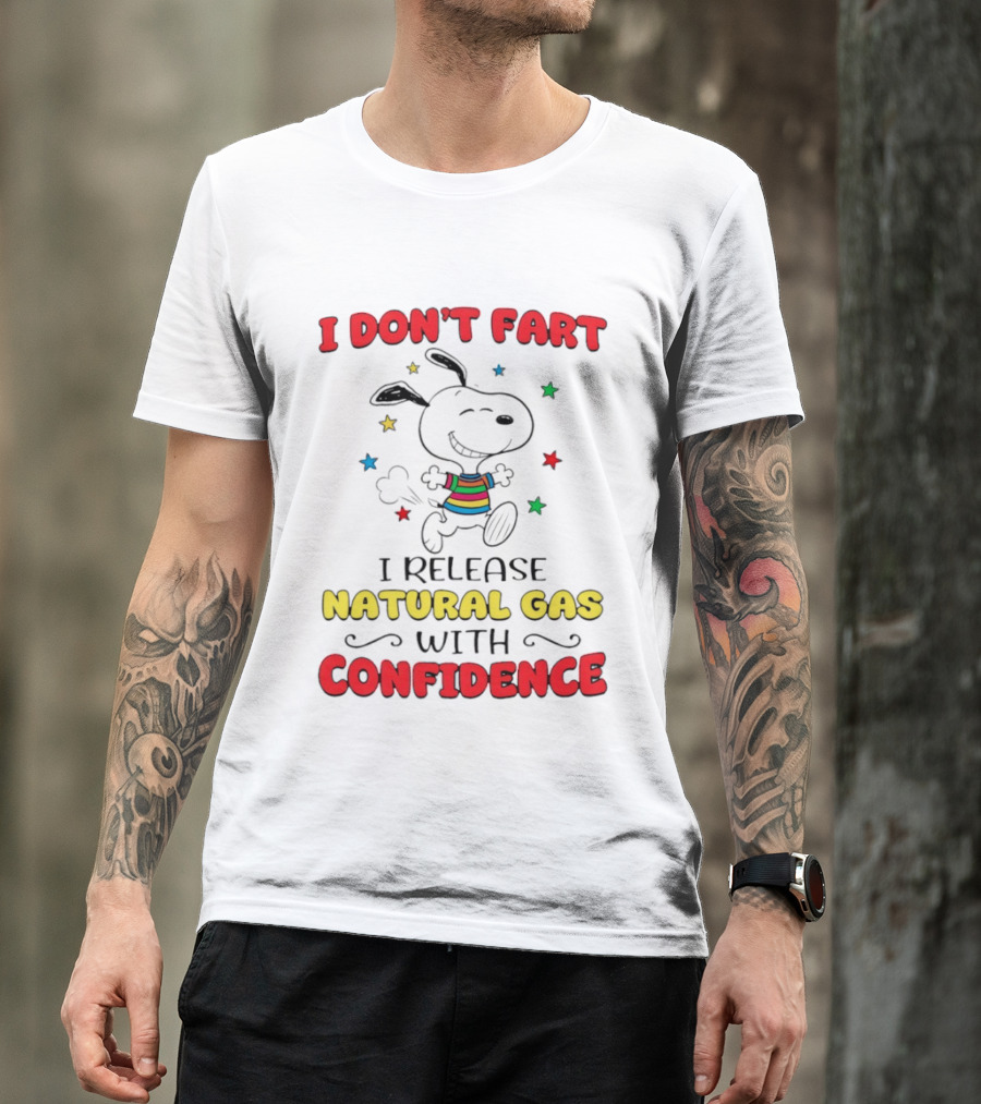 Playful Dog Cartoon I Don't Fart I Release Natural Gas With Confidence T-Shirt
