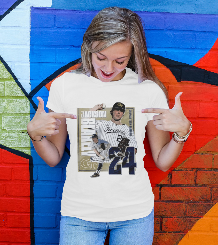 Jackson Blakely Georgia Tech Baseball GT 24 Player Student Athlete T-Shirt