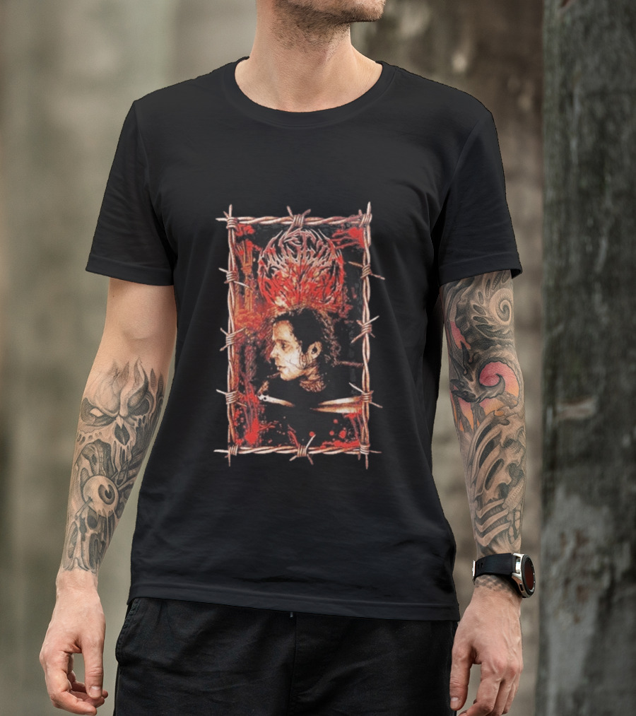 Austin Archey Barbed Wire Frame Art With Red Crown T-Shirt