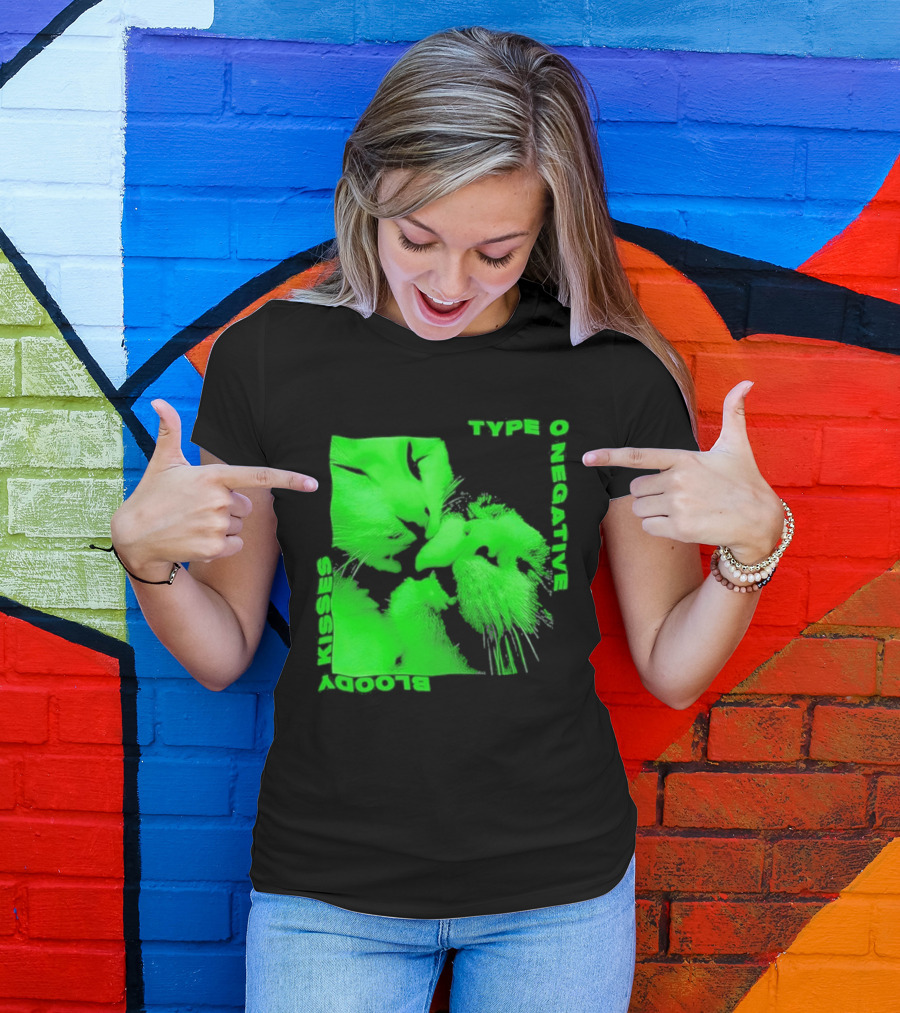 Type O Negative Cat Kissing Kisses Bloody T-Shirt