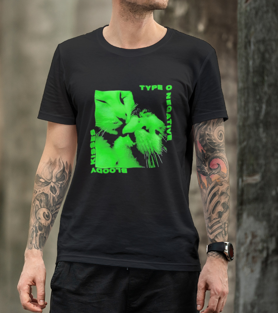 Type O Negative Cat Kissing Kisses Bloody T-Shirt