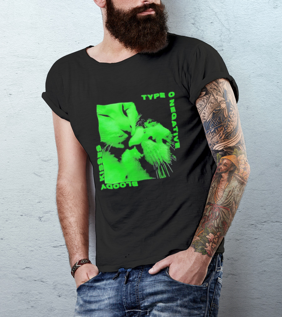 Type O Negative Cat Kissing Kisses Bloody T-Shirt