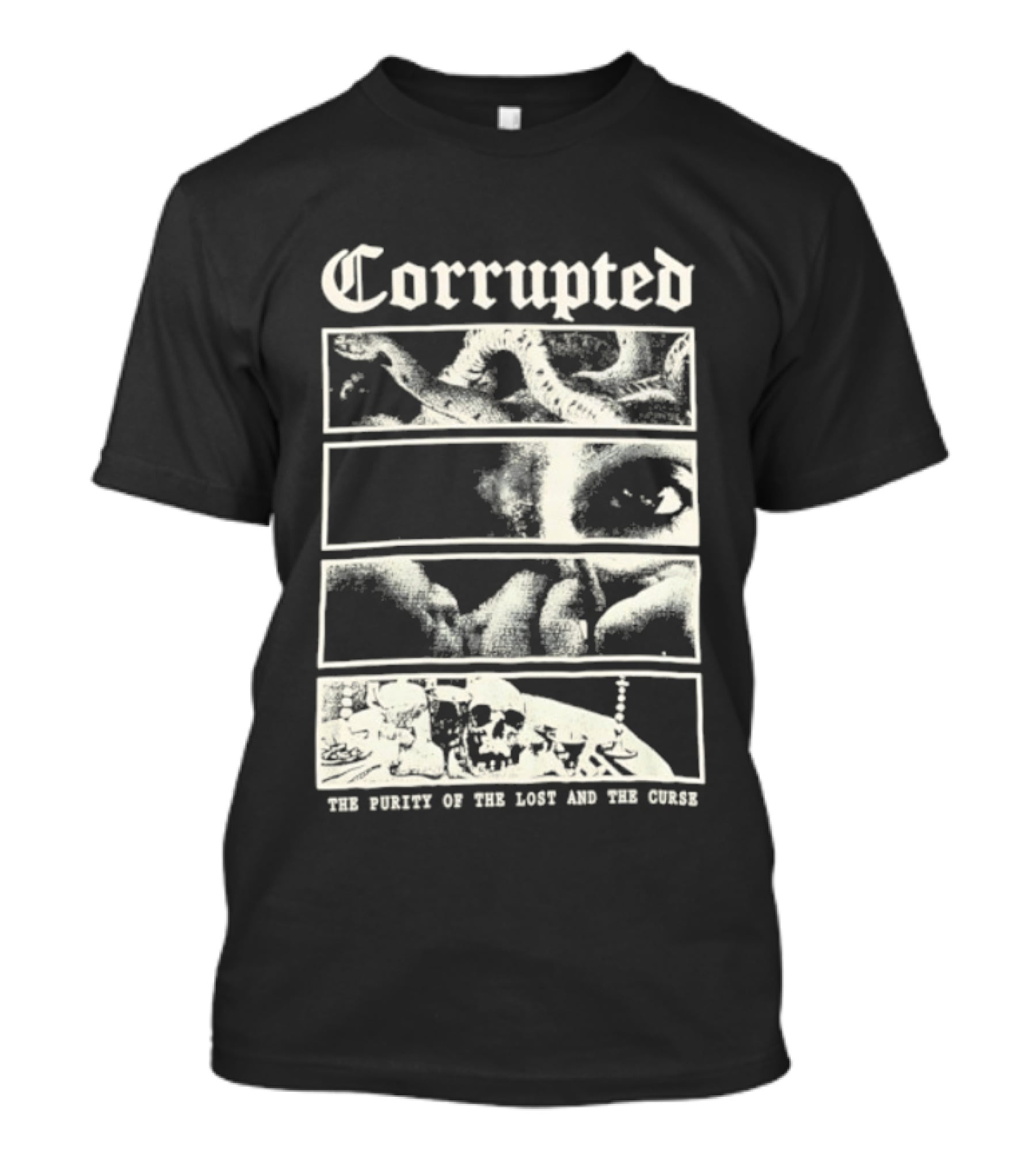 Corrupted The Purity Of The Lost And The Curse Eerie Monochrome Eye Panels T-Shirt