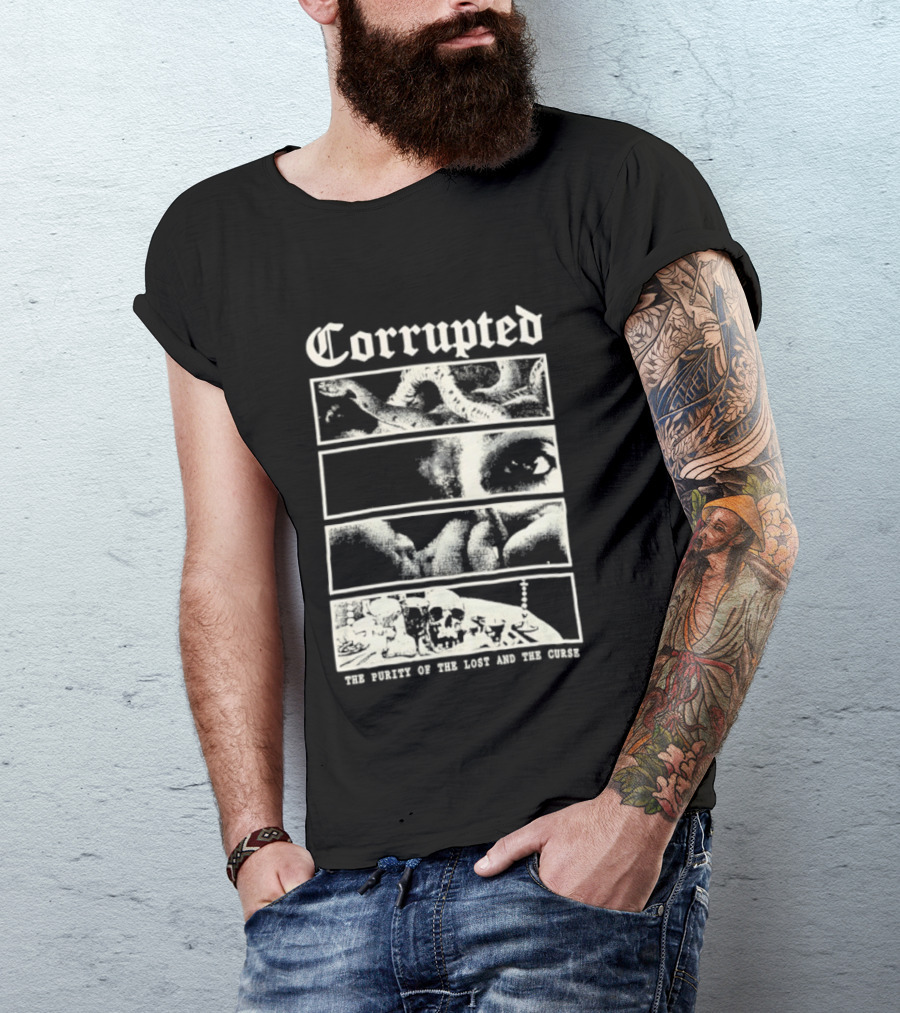 Corrupted The Purity Of The Lost And The Curse Eerie Monochrome Eye Panels T-Shirt