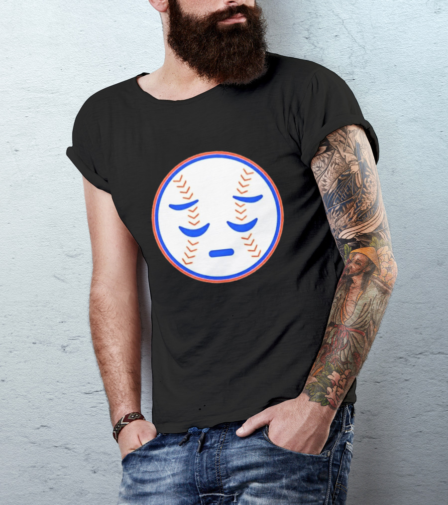 Disappointed Baseball Face New York Mets Emojis T-Shirt