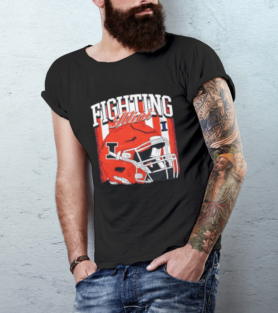 Fighting Illini NCAA Football Illinois Helmet T-Shirt