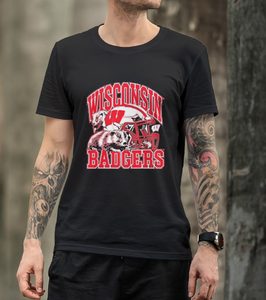 Wisconsin Badgers Football Helmet NCAA Team Pride T-Shirt