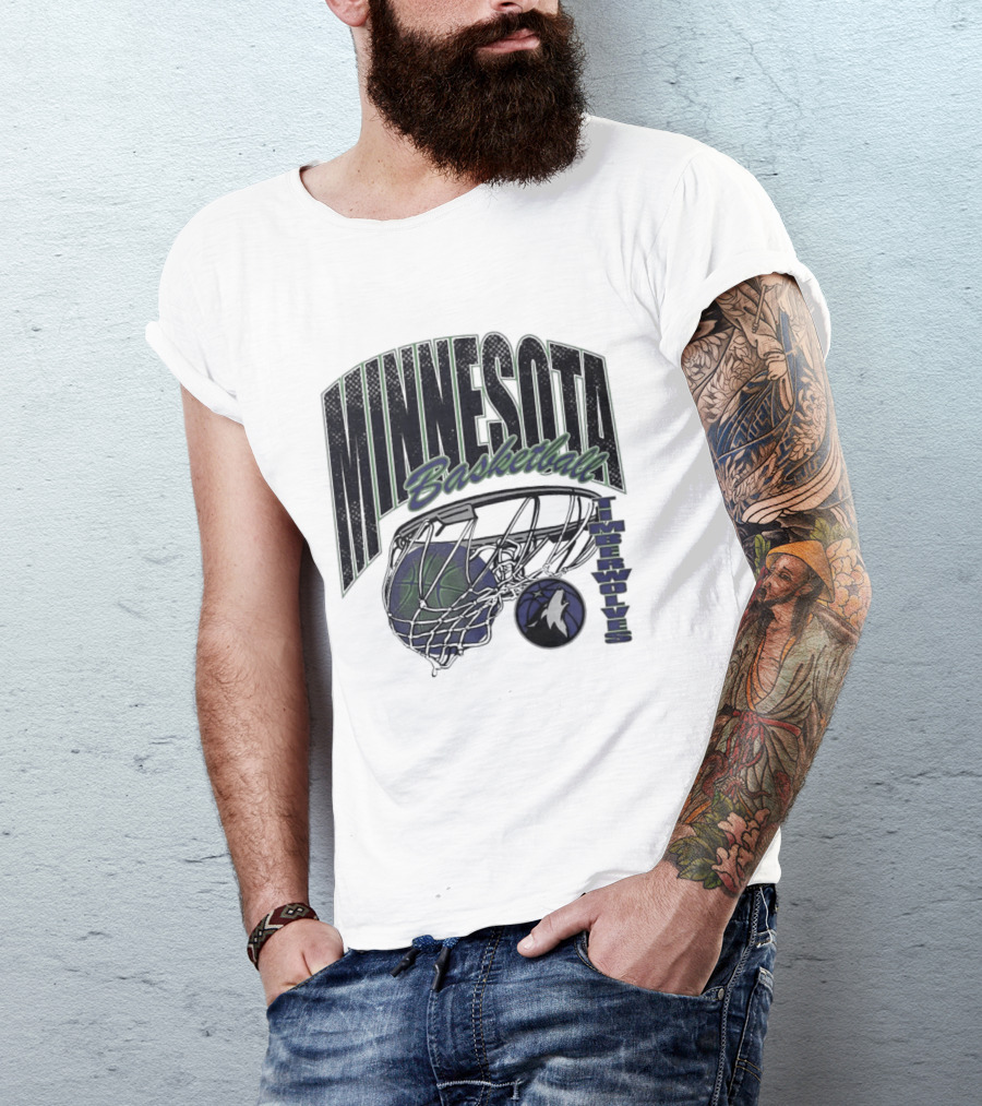 Minnesota Basketball Timberwolves Net And Ball T-Shirt