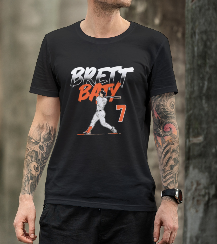 Brett Baty 7 New York Mets Slugger Swing T-Shirt
