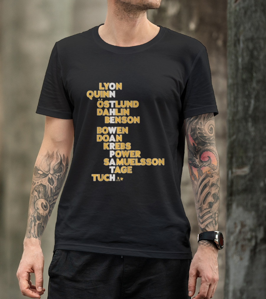 Buffalo Hockey On The Warpath Lyon Quinn Östlund Dahlin Benson Buffalo 2026 T-Shirt