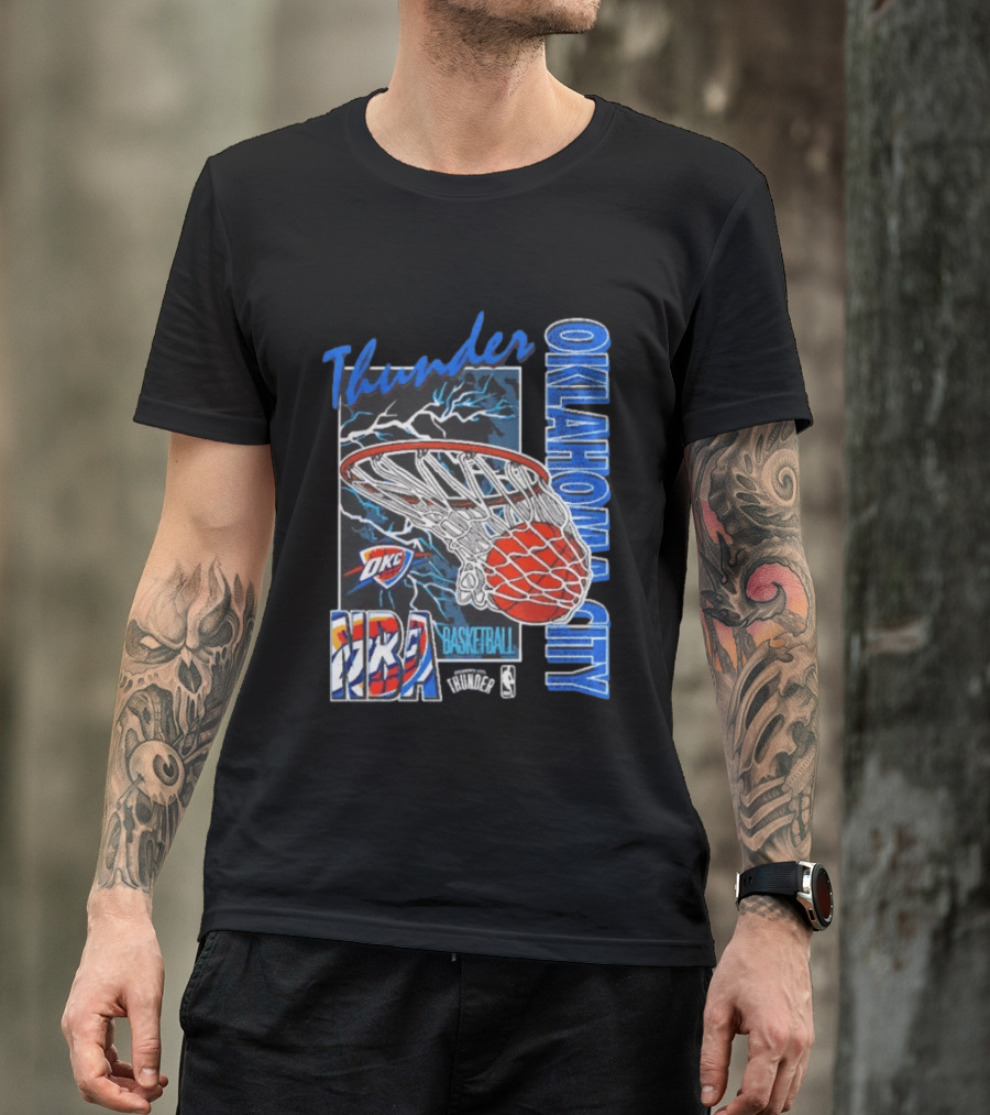 Oklahoma City Thunder NBA Basketball Net Lightning OKC T-Shirt