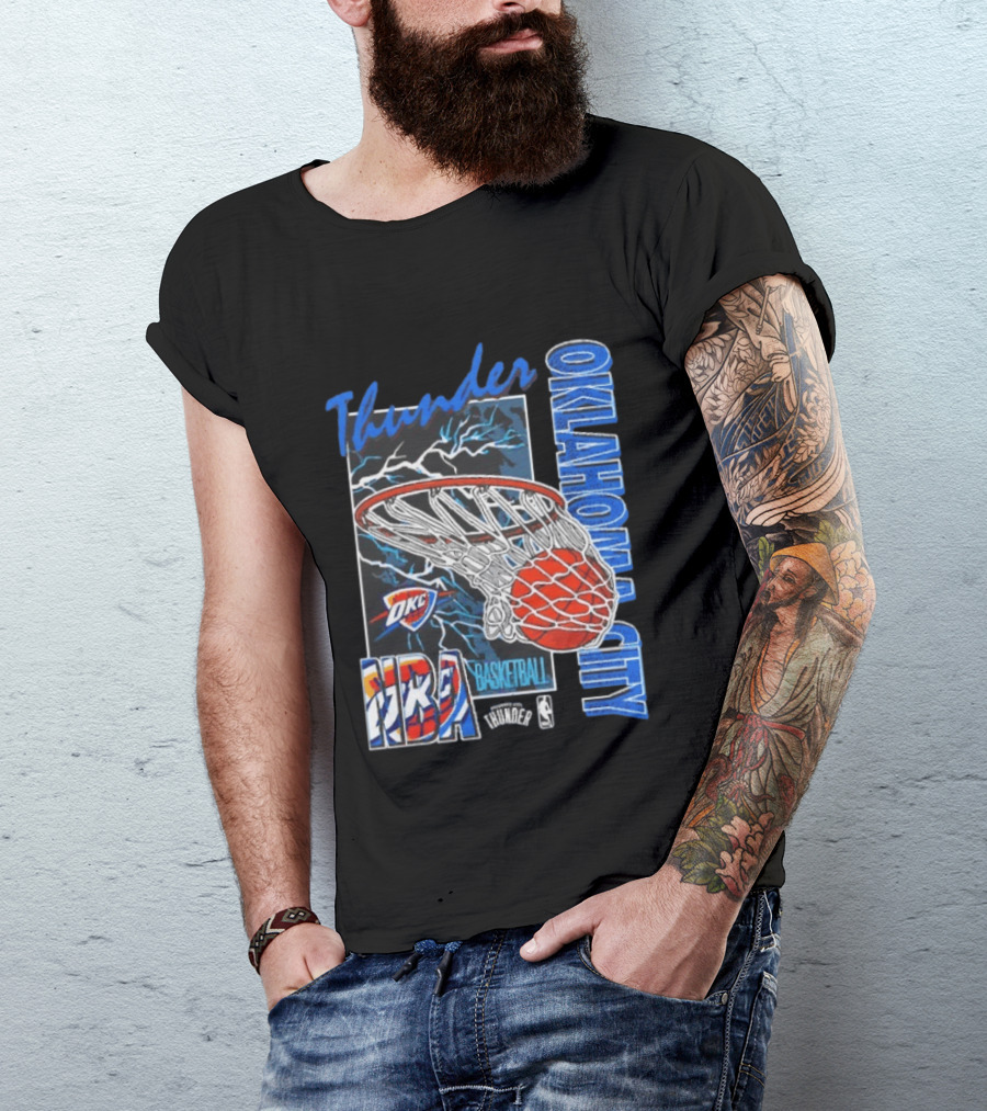 Oklahoma City Thunder NBA Basketball Net Lightning OKC T-Shirt