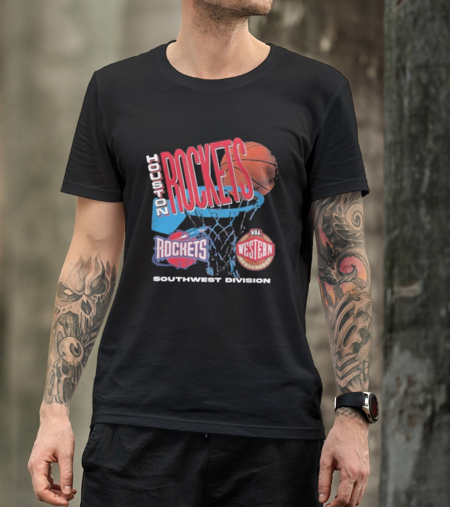 Houston Rockets Southwest Division NBA Western Hardwood Classics 90s Basketball Team T-Shirt