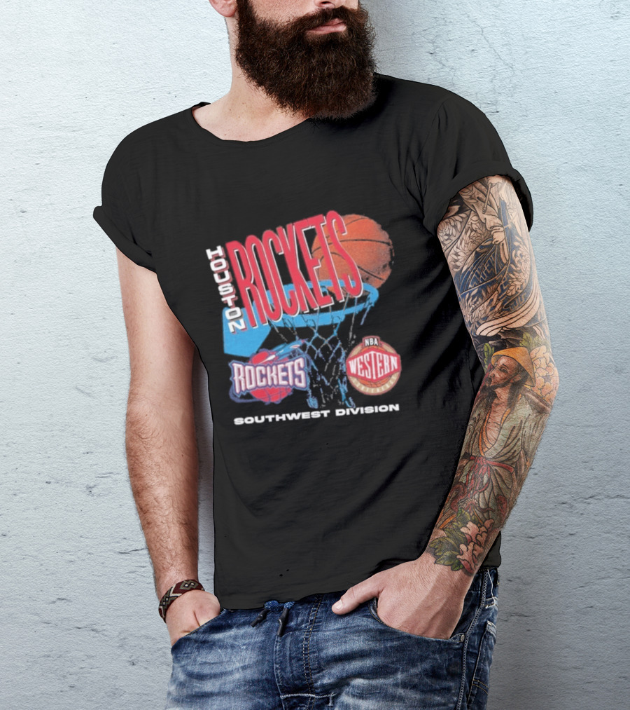 Houston Rockets Southwest Division NBA Western Hardwood Classics 90s Basketball Team T-Shirt