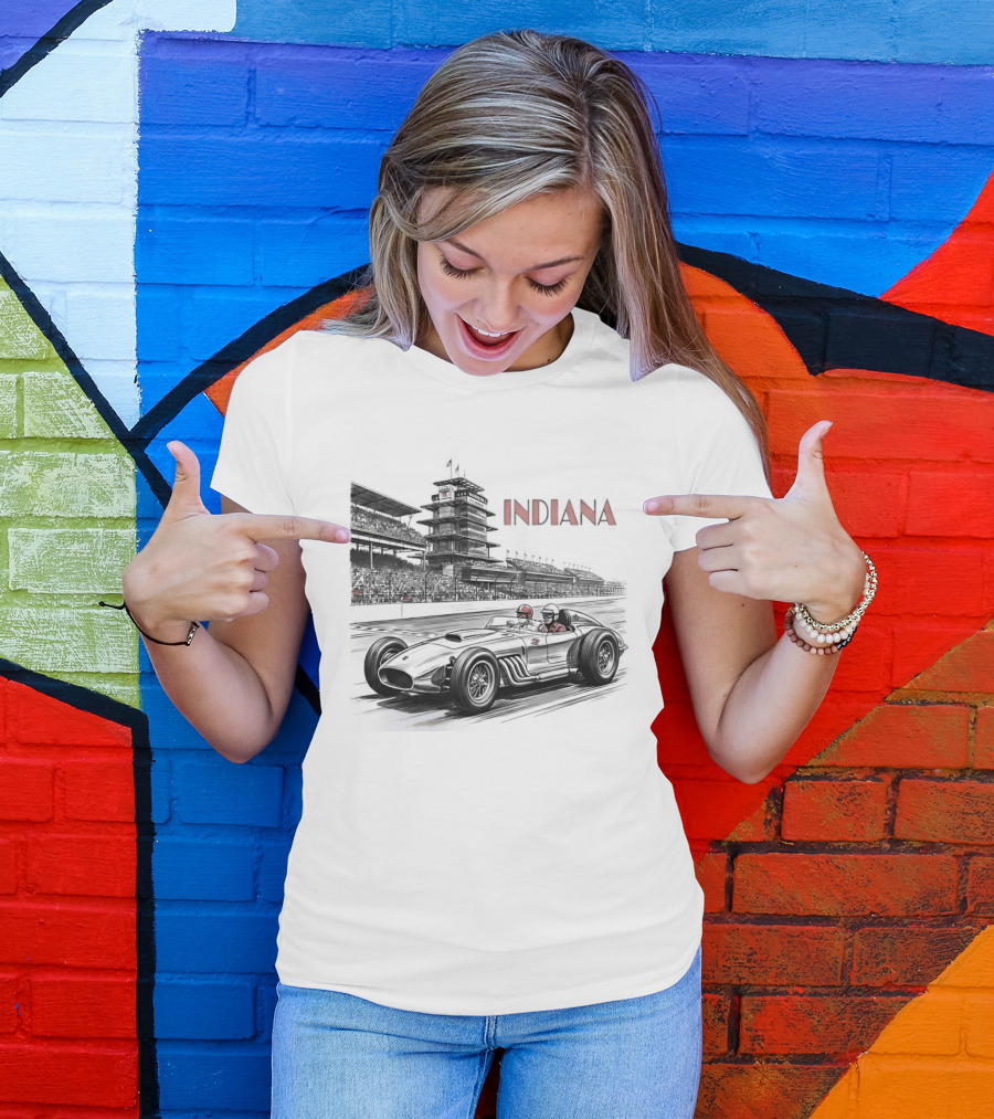 Indiana Indianapolis Motor Speedway Indy 500 Racing Car T-Shirt