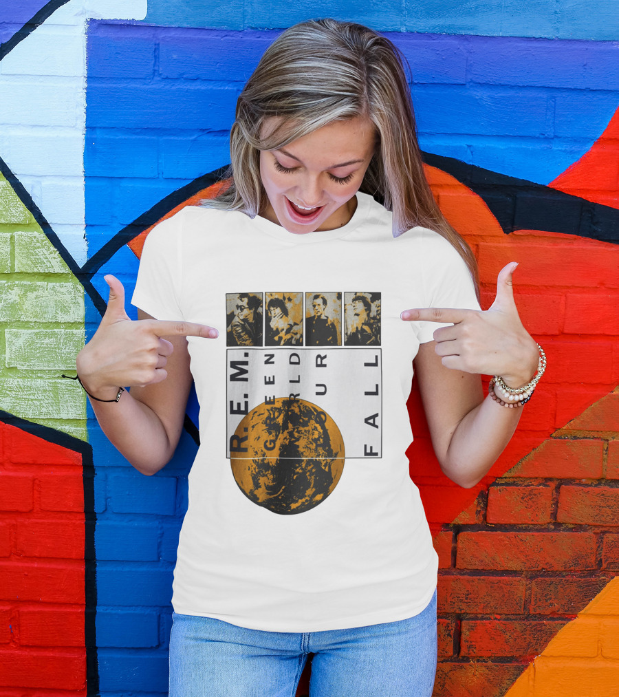 R.E.M. 1989 Green World Tour Fall Vintage Planet Band Photography T-Shirt