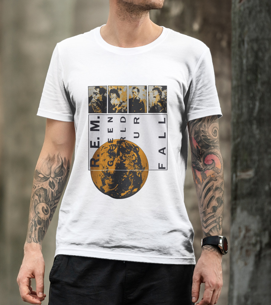 R.E.M. 1989 Green World Tour Fall Vintage Planet Band Photography T-Shirt