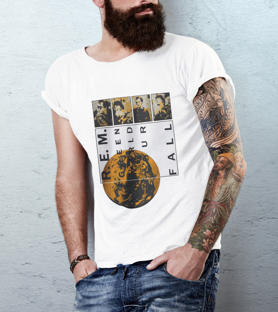R.E.M. 1989 Green World Tour Fall Vintage Planet Band Photography T-Shirt