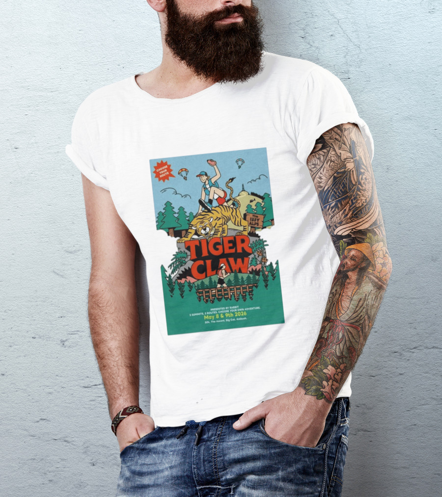 Choose Your Route Tiger Claw May 8 9 2026 3 Summits Adventure 50k The Ascent Big Cat Ambush T-Shirt
