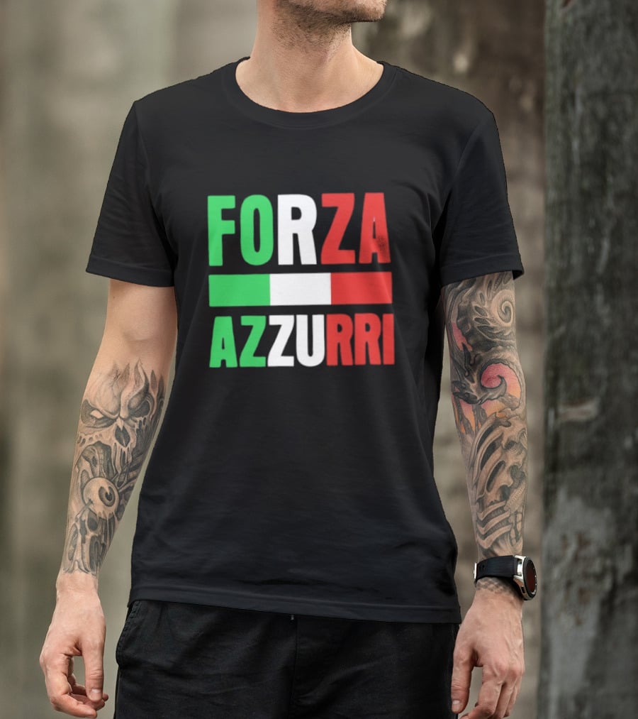 Forza Azzurri Italy Italian Flag Supporters T-Shirt
