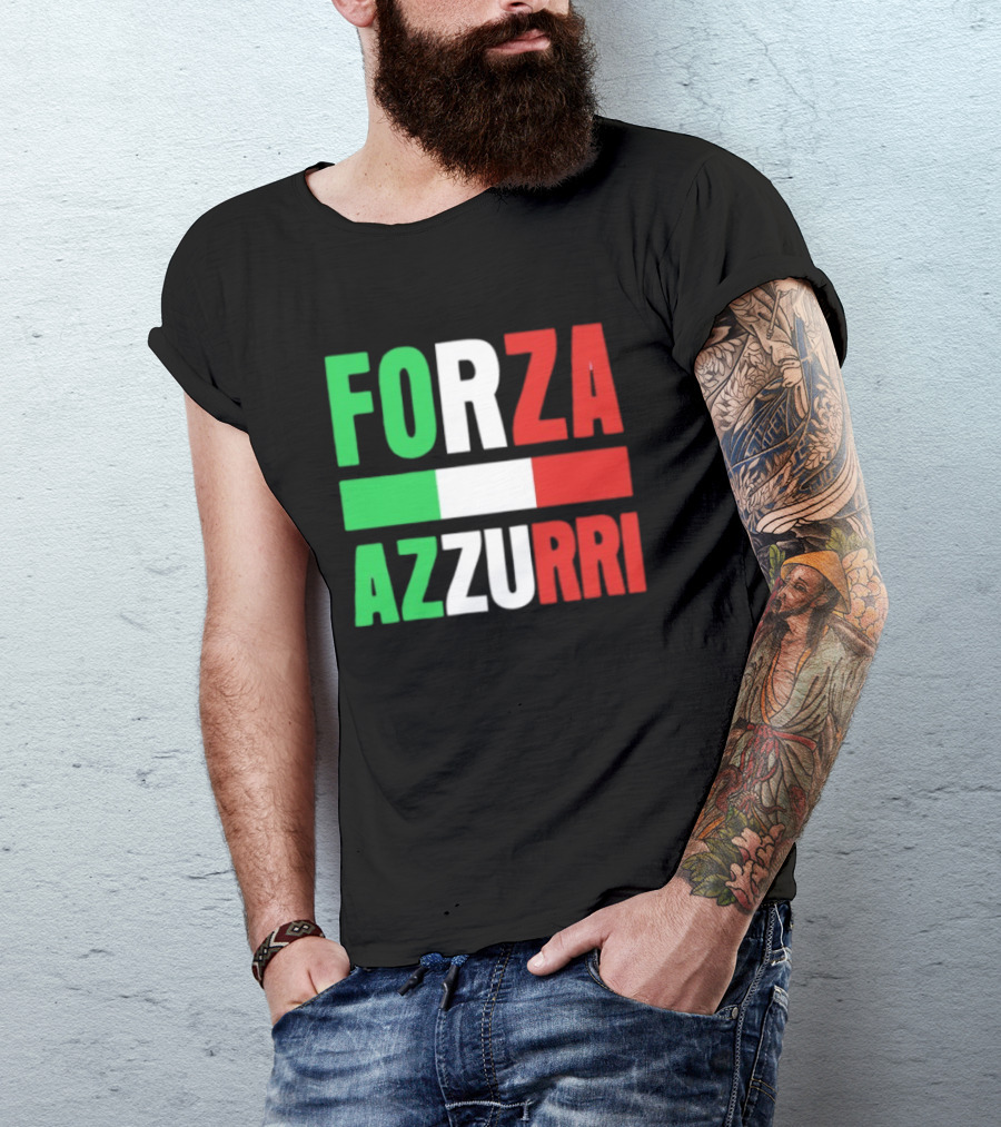 Forza Azzurri Italy Italian Flag Supporters T-Shirt