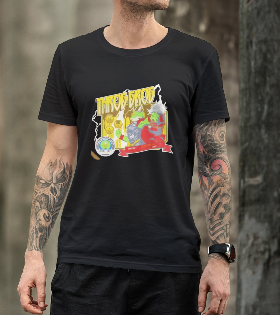 Throg Grog Puddle Gulp Superhero Frog Lightning Hammer Comic T-Shirt