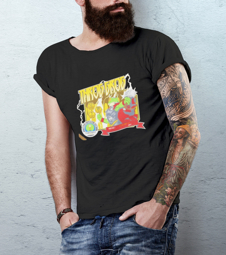 Throg Grog Puddle Gulp Superhero Frog Lightning Hammer Comic T-Shirt