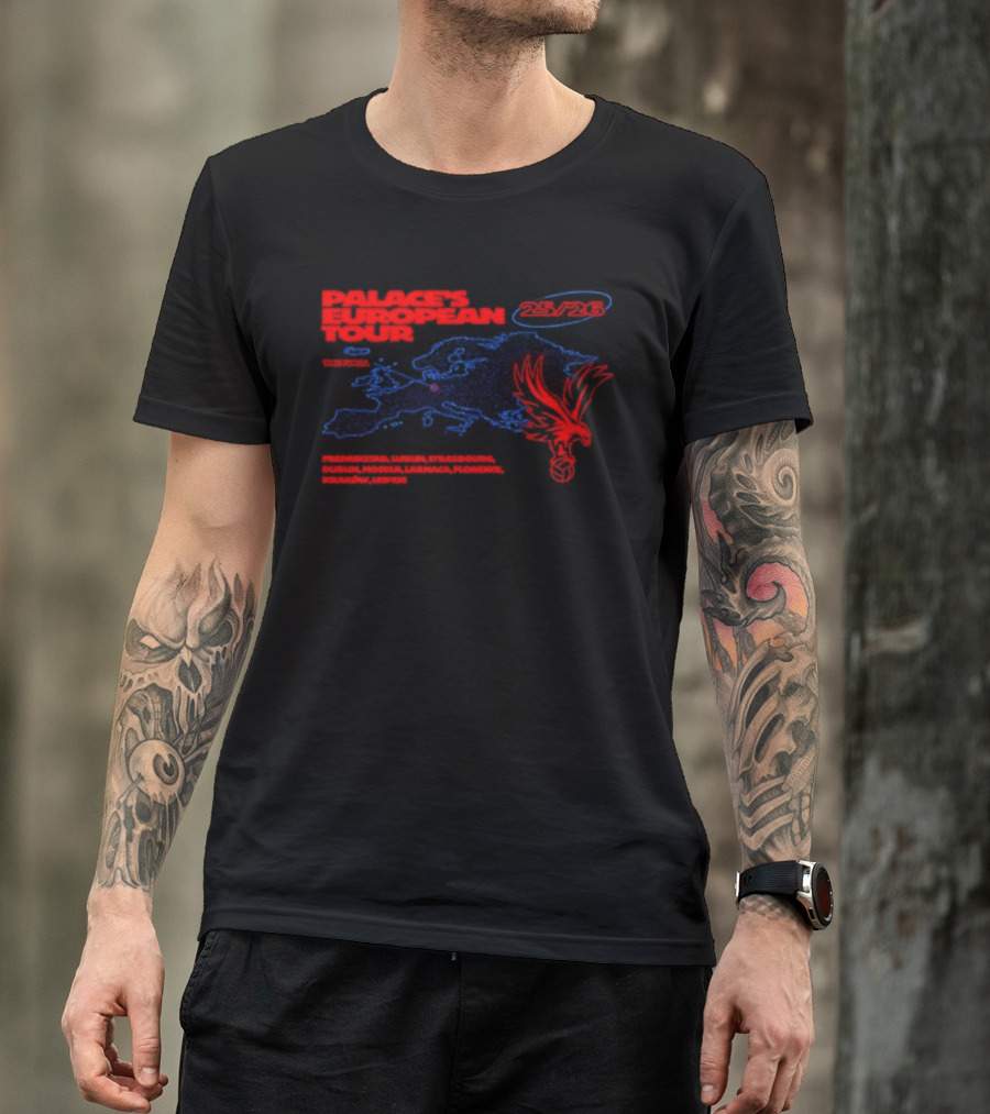 Crystal Palace European Tour 25 26 The Final Football Club Badge Winged Lion T-Shirt