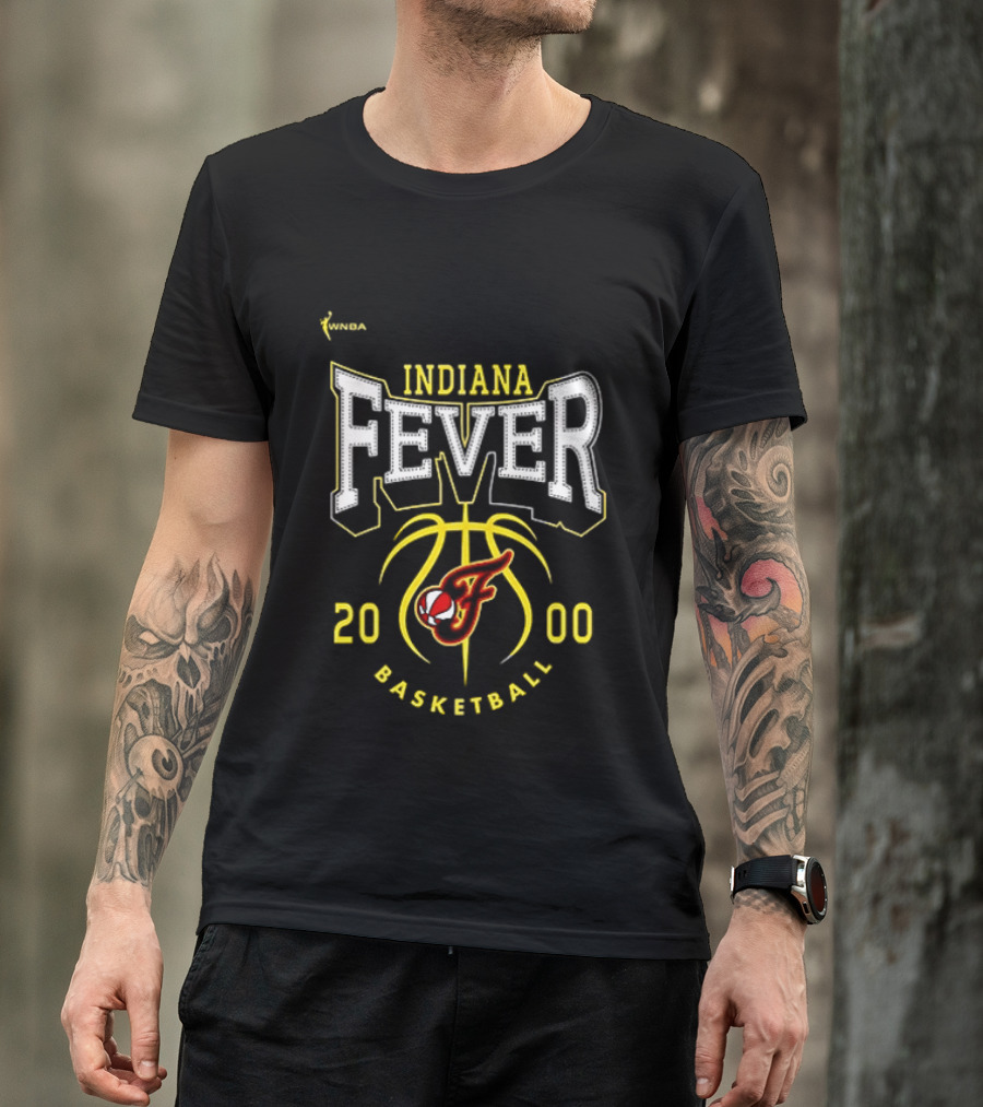 Indiana Fever Basketball 2000 Team Logo Yellow And Red T-Shirt