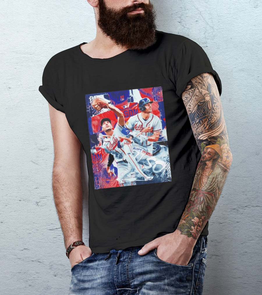 Matt Olson Atlanta Braves Baseball Action Collage T-Shirt