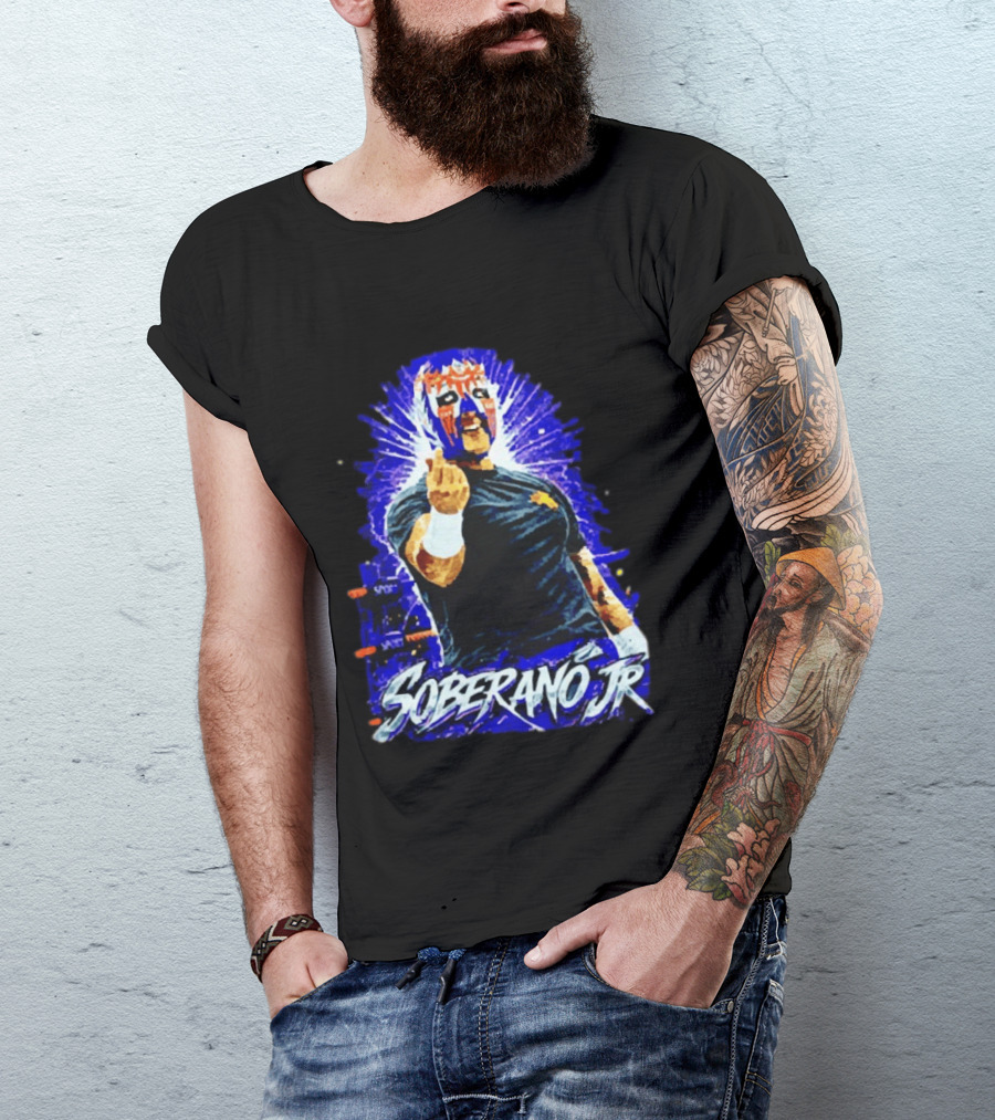Soberano Jr Mexican Luchador Mask And Pose T-Shirt