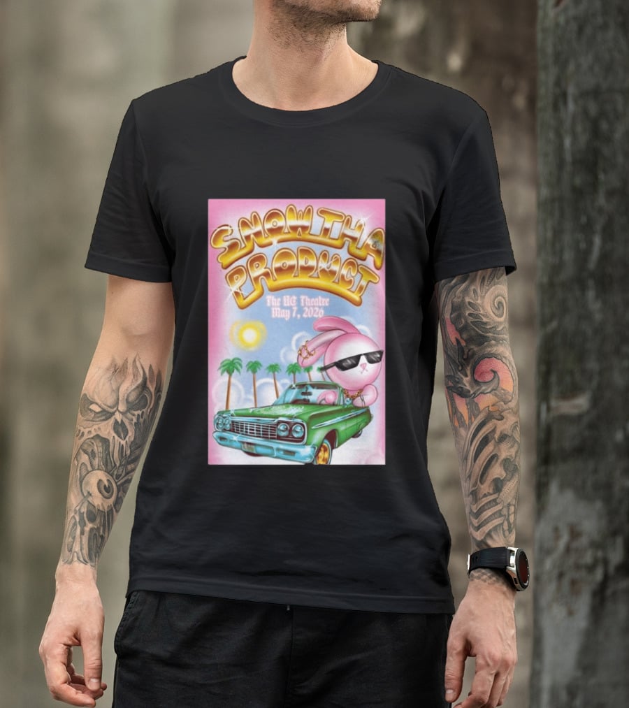 SNOW THA PRODUCT UC Theatre May 7 2026 Pink Bunny Sunglasses Lowrider Palms T-Shirt