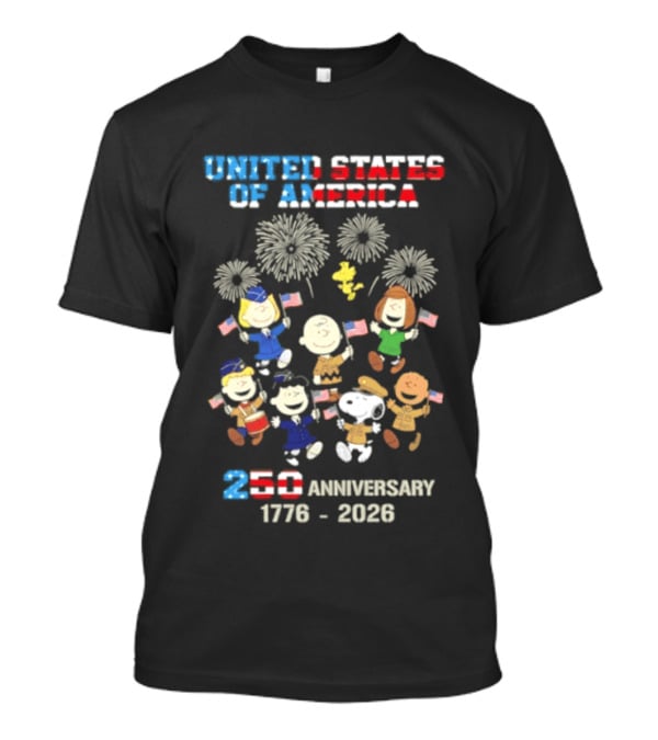 United States Of America 250th Anniversary 1776 2026 Snoopy Peanuts Characters Celebration T-Shirt