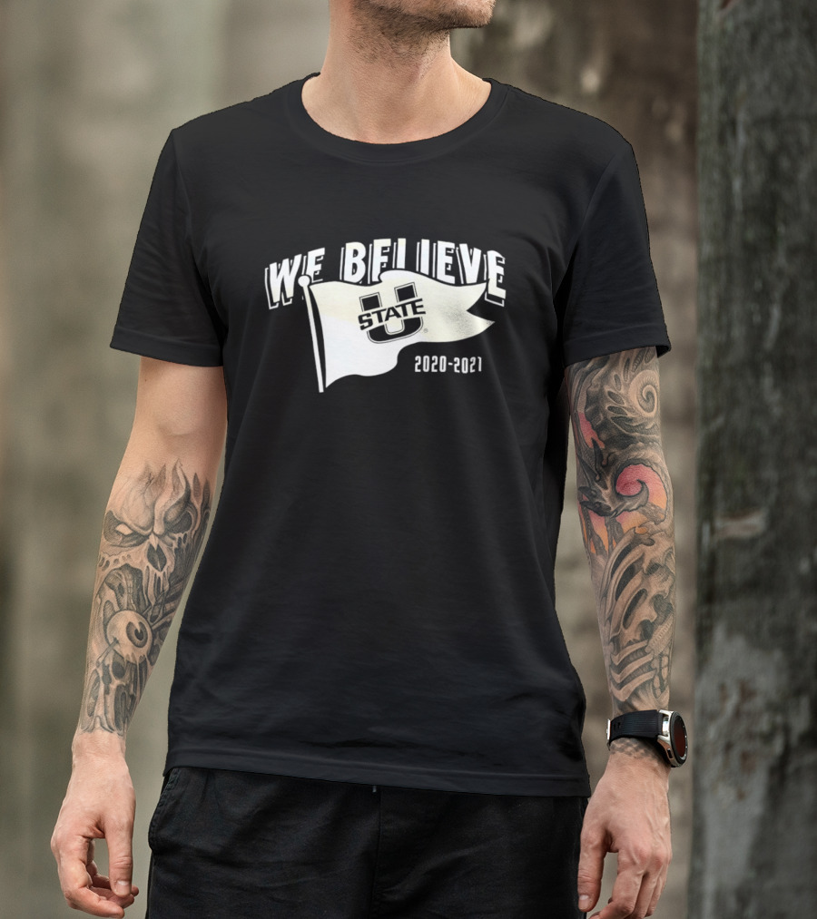 Utah State Aggies We Believe 2020 2021 Logo Flag T-Shirt
