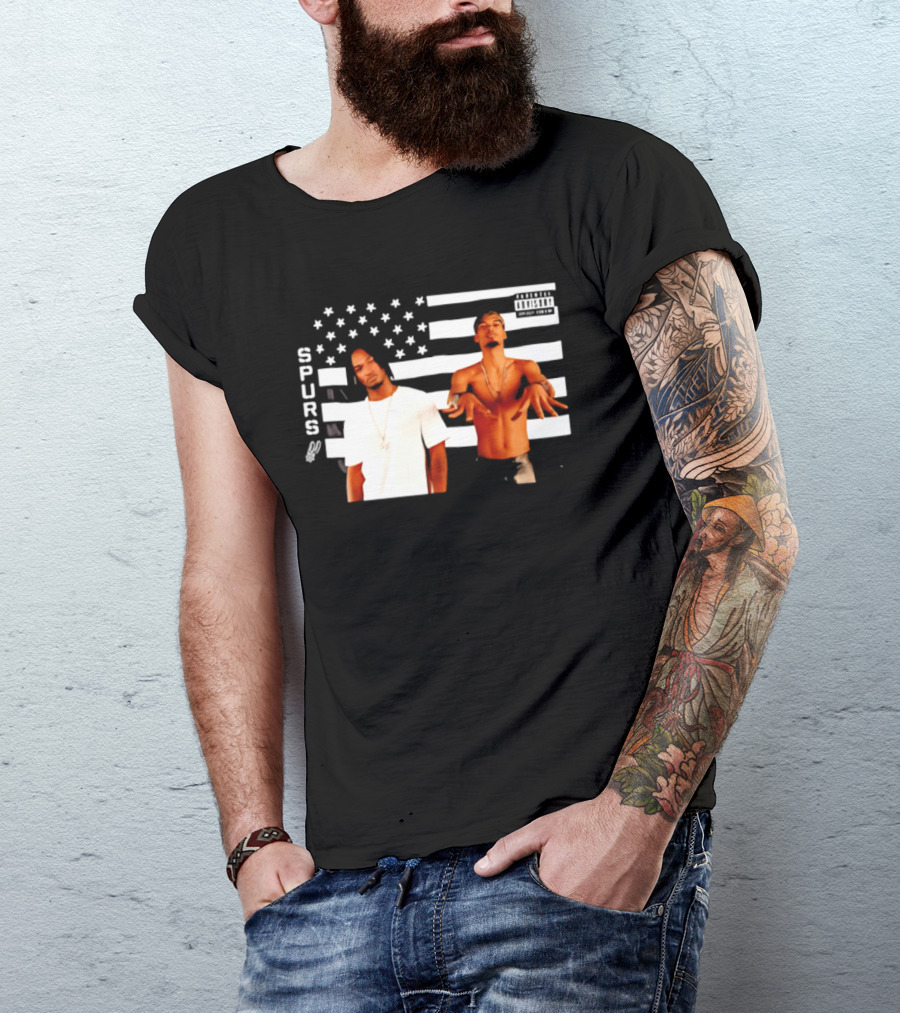 Spurs Wemby And Castle Stankonia American Flag T-Shirt