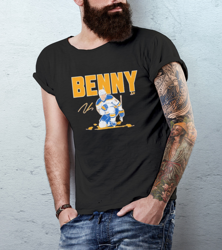 Benny 66 Hockey Player Buffalo Blue And Gold T-Shirt