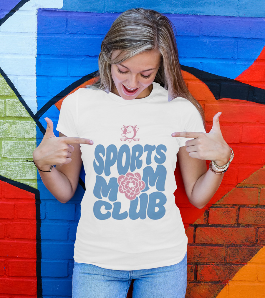 Anaheim Ducks Sports Mom Club Floral Lettering T-Shirt