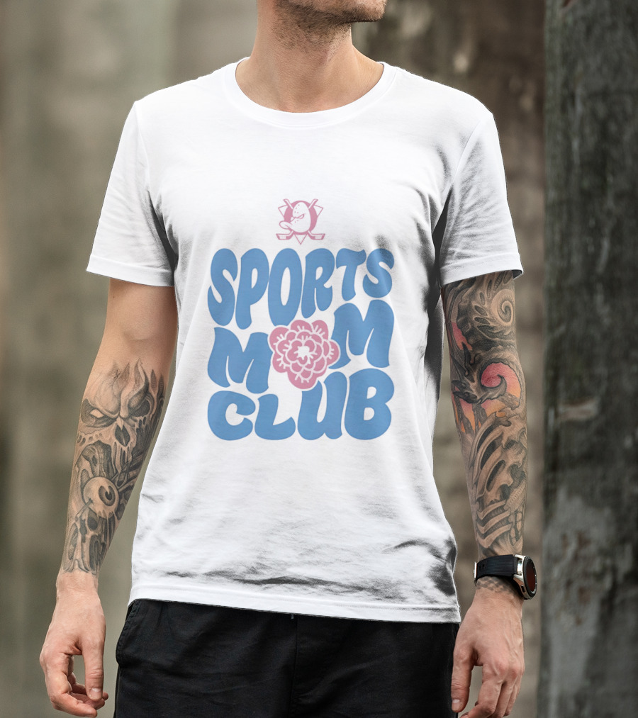 Anaheim Ducks Sports Mom Club Floral Lettering T-Shirt