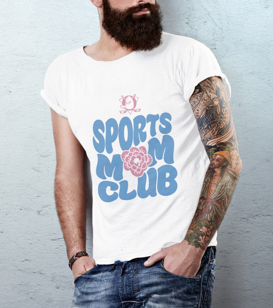 Anaheim Ducks Sports Mom Club Floral Lettering T-Shirt
