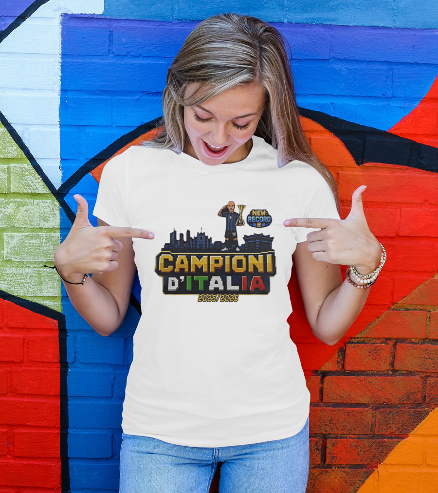 Campioni D'Italia 2025 2026 Inter Milan New Record City Skyline T-Shirt