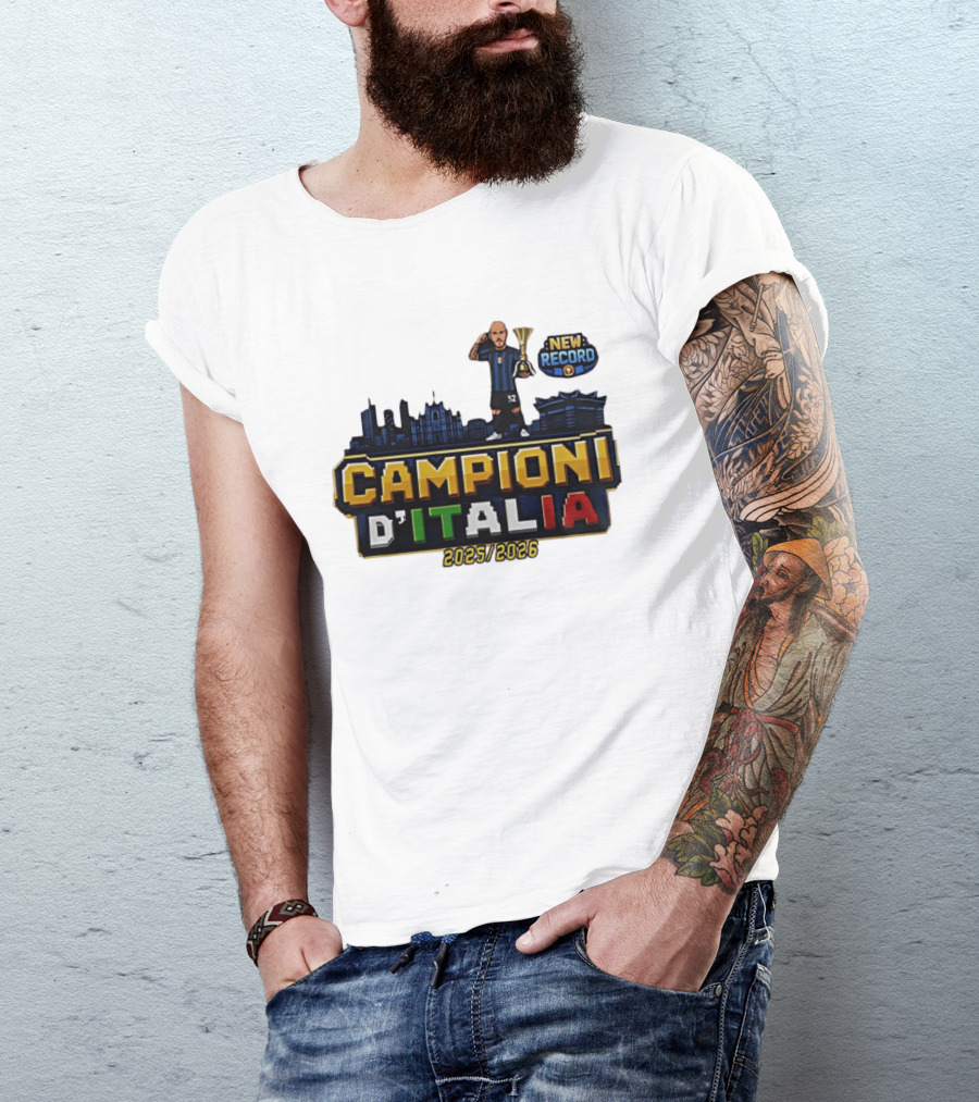 Campioni D'Italia 2025 2026 Inter Milan New Record City Skyline T-Shirt