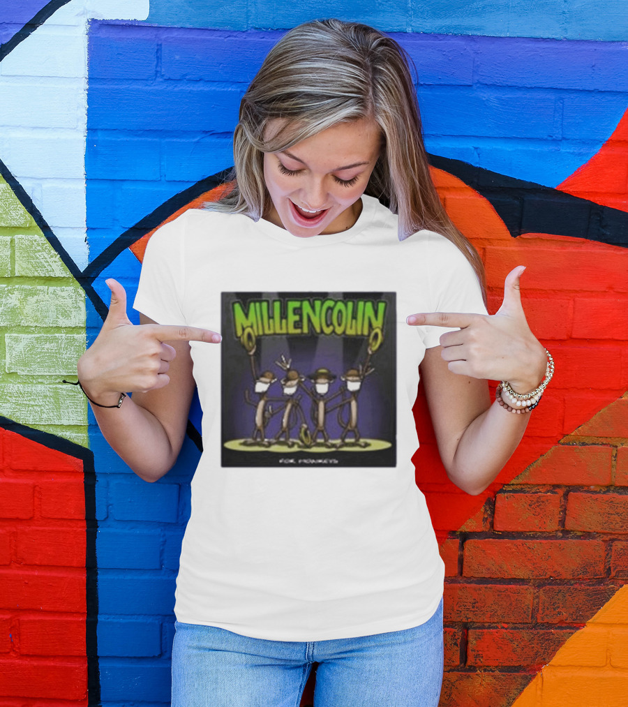 Millencolin For Monkeys Dancing Cartoon Monkeys With Masks And Hats T-Shirt