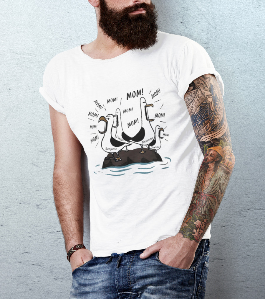 Mom Seagull Chaos With Benjamin Evelyn Alexander On Island T-Shirt
